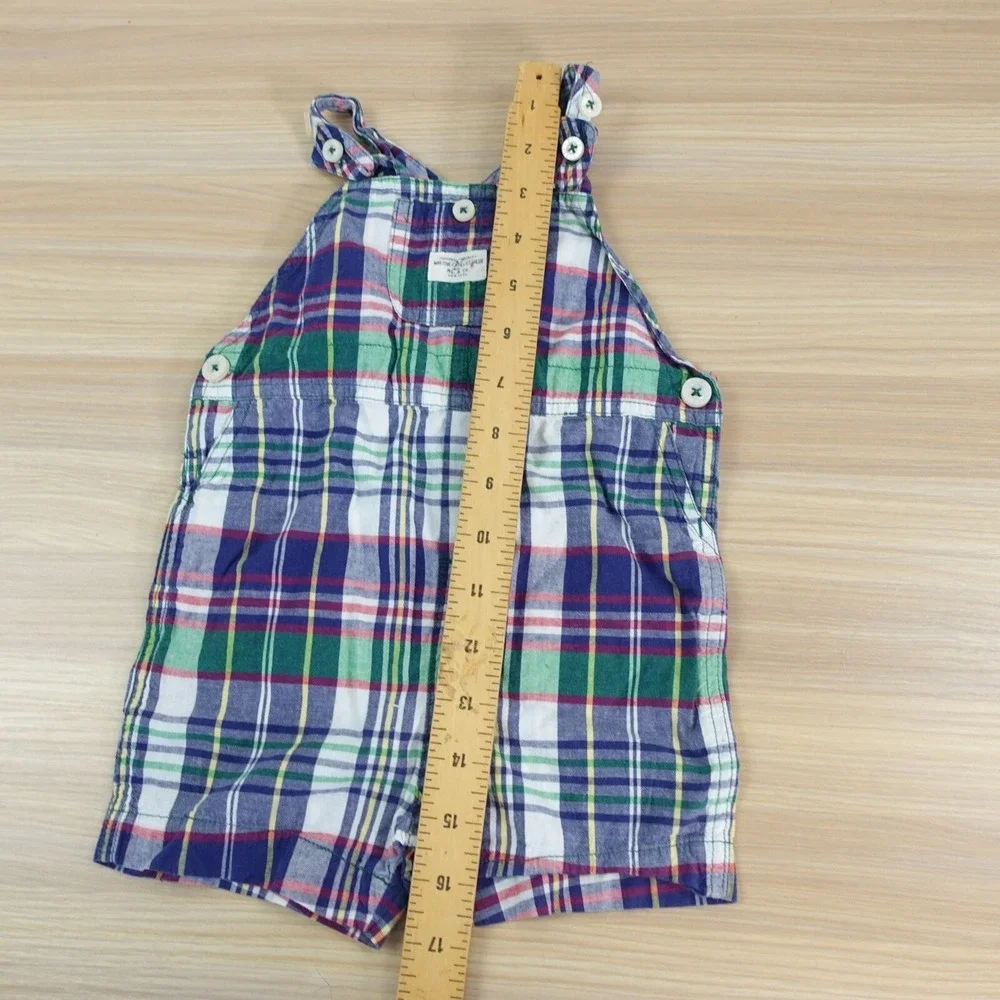 Ralph Lauren Overalls Baby 9M Blue Plaid Red Patchwork Madras Western‎ Summer